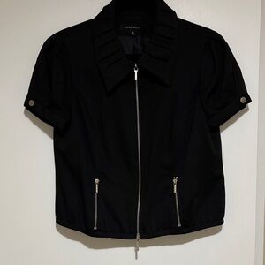 Nine West Black Short Sleeve Zip-Up Jacket
